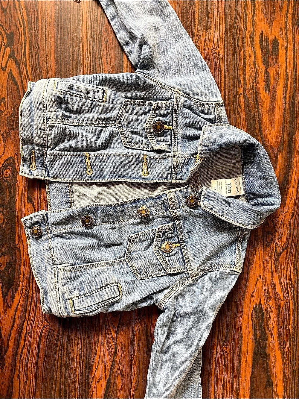 Carter's - Baby Denim Jacket Blue Size 12M - Fall Toddler Clothes Under $20 - Picture 2 of 5